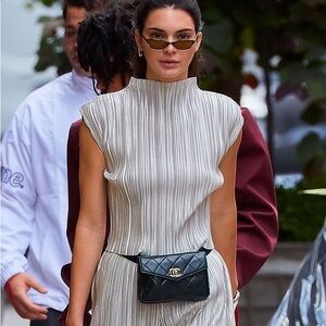 Preloved Authentic vintage Chanel quilted CC lambskin belt bag black